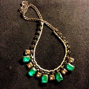 Silver necklace with jewel stones